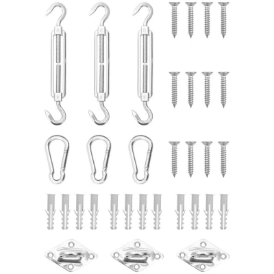 Image of vidaXL 9 Piece Sunshade Sail Accessory Set Stainless Steel