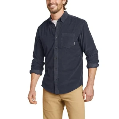 Image of Eddie Bauer Men&#039;s Corduroy Long Sleeve Shirt, Storm, Medium
