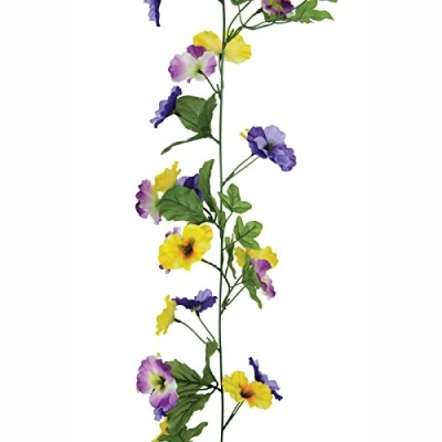 Image of FloristryWarehouse Artificial Pansy Garland Purple and Yellow 180cm/6ft