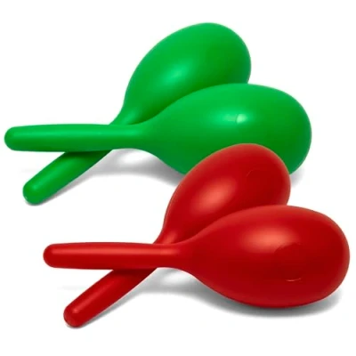 Image of TIGER MAR49 4 Pack of two Pairs Colourful, Plastic Maracas Full Size 24cm Overall Length