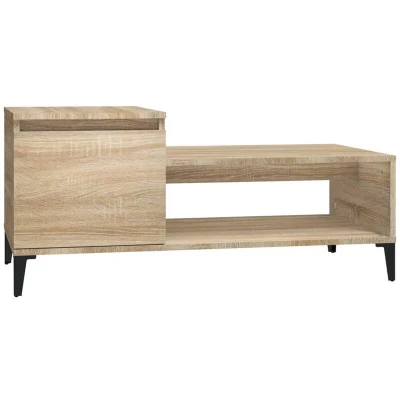 Image of vidaXL Engineered Wood Coffee Table Rectangular Sonoma Oak Living Room Furniture with Ample Storage, Metal Legs