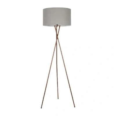 Image of MiniSun Modern Brushed Chrome Metal Tripod Floor Lamp with a Pale Grey Shade Lamps &amp; Torchieres, Home Décor, Improvement Lifestyle Essential