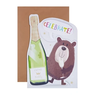 Image of Hallmark Congratulations Celebrate card All About Gus Die Cut Illustrated Design
