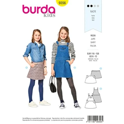 Image of Burda Patron Kids 9356 Skirt and Overalls, Paper, White, 19 x 14 0,5 cm