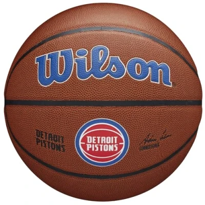 Image of Wilson Basketball, Team Alliance Model, DETROIT PISTONS, Indoor/Outdoor, Mixed Leather, Size: 7