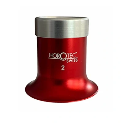 Image of Horotec MSA 00.031 2 Eyeglass Watchmaker loupe in Aluminium anodised red with Screwed Ring x5