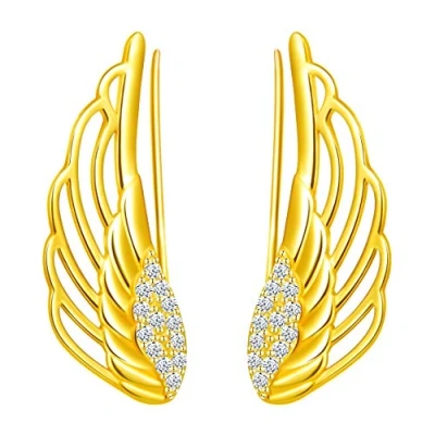 Image of Yumilok 925 Sterling Silver Ear Crawler Earrings for Women Girls Angel Wings Cuff Stud