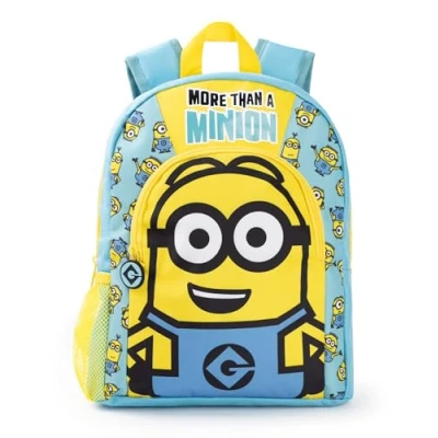 Image of MINIONS Dave Boys Backpack Blue &amp; Yellow Rucksack with Adjustable Straps All Over Print Practical Organised Luggage Sports School Bag For Kids Series Movie Merchandise Gift