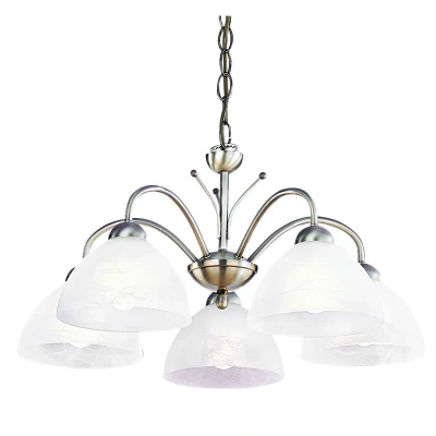 Image of Milanese 5 Light Multi Arm Ceiling Pendant Antique Brass, Glass, E14