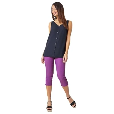 Image of Roman Womens Cropped Stretch Trouser Purple Size 12 UK