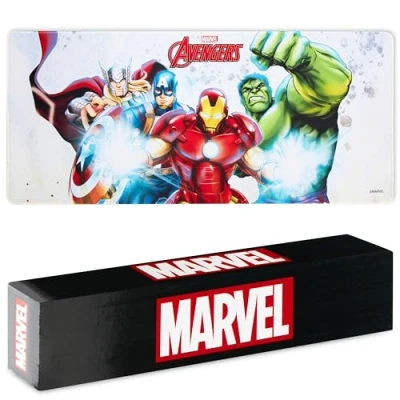 Image of Marvel Avengers Desk Mat Large Mouse 80 x 36 cm Protector PC Laptop Keyboard Groot Spiderman Gifts (White Avengers)