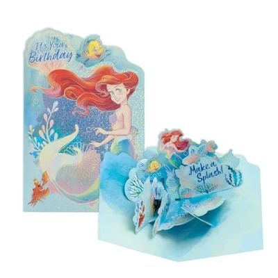 Image of UK Greetings Disney Birthday Card For Her/Girl With Envelope Pop Up Ariel Design