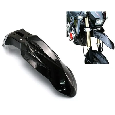 Image of Motorbike Front Mudguard Fender for Supermoto, Motocross, Trail Bike and Off Road Adventure Bikes Ideal Motorcycle Splashguard to fit various Honda Kawasaki Suzuki KTM Models Black