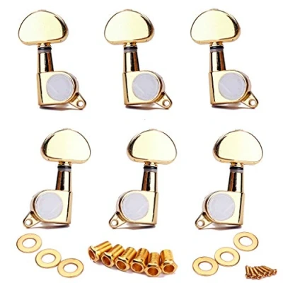 Image of Alnicov Guitar String Tuning Pegs 3L3R Machine Heads Knobs Tuners Head Set For Electric Or Acoustic Guitar, Gold