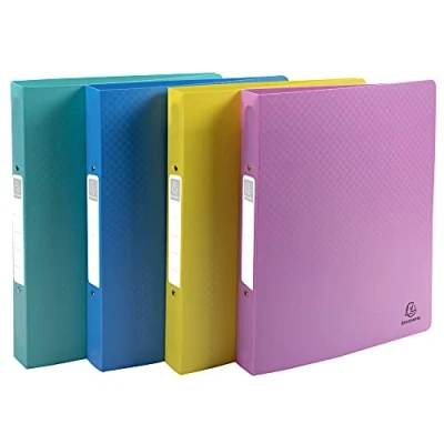 Image of Exacompta Ref. 54790E Set of 4 semi rigid PP binders Forever Young 2 round rings diameter 30mm Back 40mm External dimensions. : 32x26.8 cm Format to be filed A4 Maxi assorted colors
