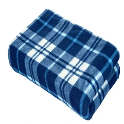 Image of Cotton Arts SOFT FLEECE BLANKETS LARGE EXTRA WARM TARTAN SOFA BED CHECK THROW 150cm X 200cm (Silver Blue)