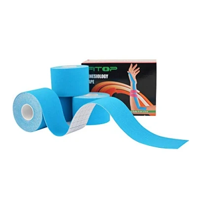 Image of Kinesiology Tape Uncut Physio Strapping for Exercise, Sports and Injury Recovery, K Athletic Ideal Knee, Joint, Muscle Support (4 Rolls Blue)
