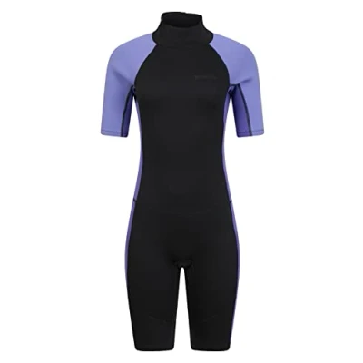 Image of Mountain Warehouse Shorty Womens Wetsuit 2.5mm Thickness, Neoprene Ladies Swimsuit, Extended Puller, Flatlock Seams For Spring Summer, Scuba Diving, Swimming Dusky Purple 20 22