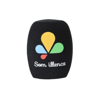 Image of 2 Pack Logo Customized on Microphone Foam Windscreens Handhold Mic Covers Windshields with Printed for TV Interview, Broadcast,Radio Station Microphones (Black)