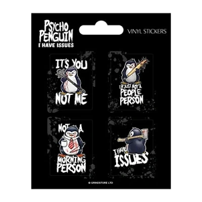 Image of Psycho Penguin I Have Issues Vinyl Sticker Set Pack