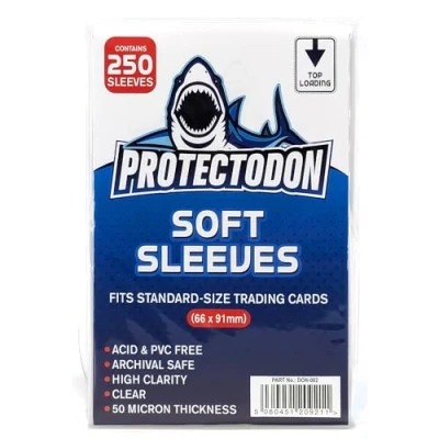 Image of Protectodon Soft Trading Card Sleeves 50 Micron Ultra Clear Penny for TCGs, Sports Cards (500 Pack)