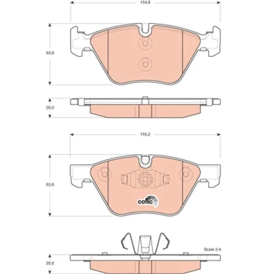 Image of 34116771972, 6771972 Brake pad set TRW COTEC GDB1662 prepared for wear indicator BMW: 1 Hatchback, Coupe, Hatchback