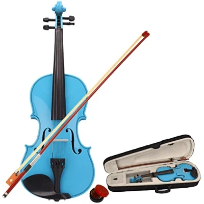Image of 4/4 Full Size Acoustic Violin Fiddle Set for Adult Beginners Students with Case, Bow, Rosin (Blue)