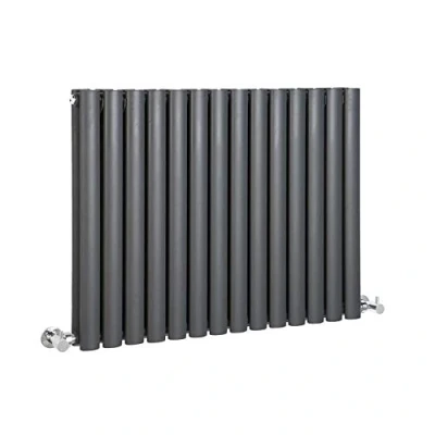 Image of Milano Aruba Anthracite Horizontal Double Oval Panel Radiator 635mm x 826mm