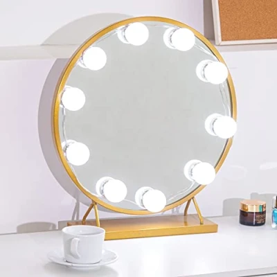 Image of LED Vanity Mirror Lights Kit USB Cable Hollywood Style, with 10 Dimmable Bulbs, 3 Color Mode, for DIY Makeup Mirrors Dressing Table Bathroom Light