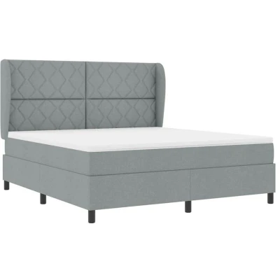 Image of vidaXL Box Spring Bed with Mattress Light Grey, 180x200 cm, Fabric