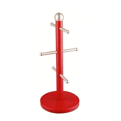 Image of Royal Cuisine Stainless Steel Coffee Tea Mug Tree Hanger Stand Cup Holder with 6 Hooks for Counter (Red) Kitchen Storage Rack Accessories