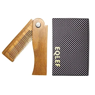Image of EQLEF Sandalwood Beard Comb Anti Static Wooden Hair Wood Folding Men