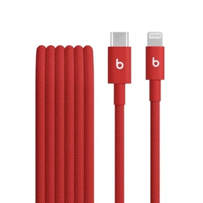 Image of Beats USB C to Lightning Woven Cable, Fast Charging, Durable/Tangle Free, Compatible Charger for Apple Devices w Ports (1.5 m) Rapid Red