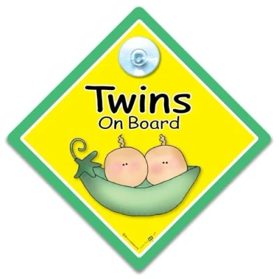 Image of Twins on Board, Board Car Sign, Peapod, Green Pea Pod, Baby Decal, Bumper Sticker, Maternity, Pregnancy