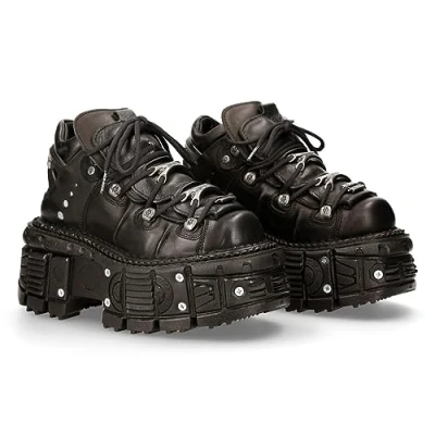Image of New Rock M tank106 c2 Unisex Platform Shoes in Black 4 UK 3.5 W