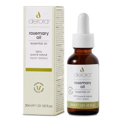 Image of Derora Rosemary Oil for Hair &amp; Skin Essential 100% Pure, Undiluted Hair, Damaged Loss, Dry Skin, Face, Scalp (30ml)