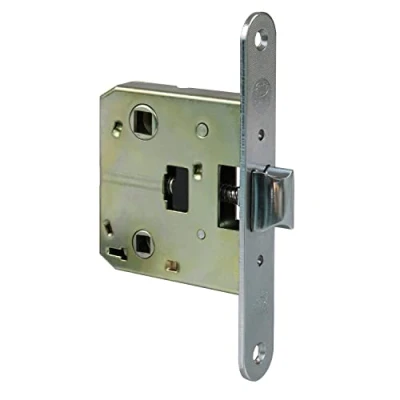 Image of Amig Unified Latch Model 2000 For Wooden Passage Doors to Bathrooms, Kitchens or Rooms Recessed Brass Plated Steel Closure Entry Size 50 mm Round Edge Front Screws included Metal finish