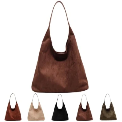 Image of TSYIDUI Suede Bags,Tote Bags For Women,Suede Tote Bags,Work Bags,Suede Slouchy Bag,Handbag,Shoulder Bag,Office Handbag (Coffee)