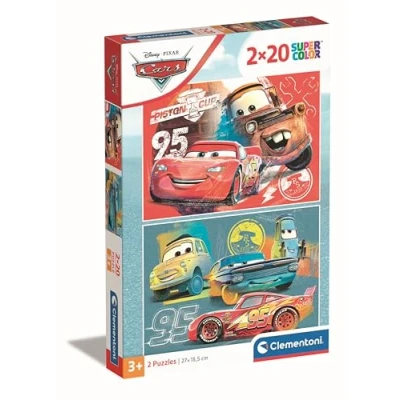 Image of Clementoni Jigsaw Puzzle Disney Cars 2 With 20 Pieces Supercolor For Children 3 5 Years, Cartoon, Disney, Gift Boy/Girls, Kids, Made In Italy, 24808