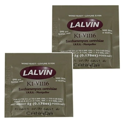 Image of 2X Lalvin ICV K1 V1116 Yeast White Wine 5g Sachet Homebrew Making 4.5L 23L