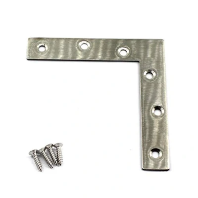 Image of (4 Pieces) 120x120x2mm Angle Connector Corner Brackets (Thickness 2mm) Stainless Steel L Shape Brace with Screws