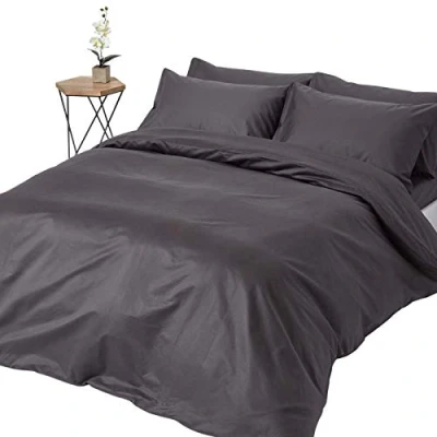 Image of HOMESCAPES 1000 Thread Count Egyptian Cotton Grey Duvet Cover Set Super King Size Luxury Quilt Bedding 2 Pillowcases Included