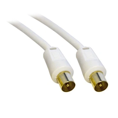 Image of 1.8M Metre TV VCR Video Aerial Coaxial Fly Lead Cable Male to White Gold