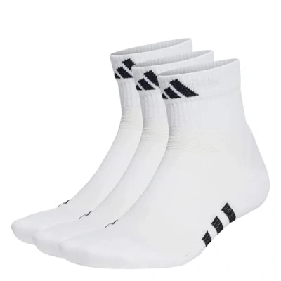 Image of adidas Unisex Kids Performance Cushioned Mid Cut Socks 3 Pairs, White/White/White, 7 8 Years