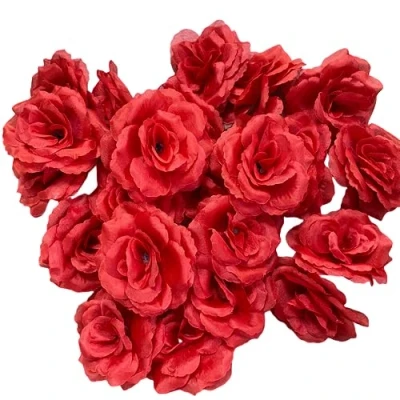 Image of Corkwaw 25 Pcs 3 inch Artificial Rose Flower Heads,Silk Head Flowers,Wedding Party Home Garden Decoration DIY Craft Gift Box (Red)