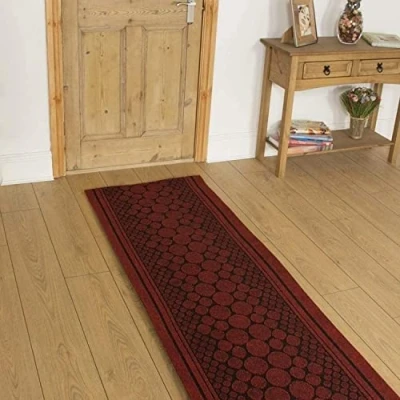Image of eXtreme Carpet Runner for Hallways, Kitchen, &amp; Living Room Sturdy, Washable, Lightweight Custom Length Narrow Rug Non Slip Rubber Backed 66cm Wide x 152cm Long Cork Red