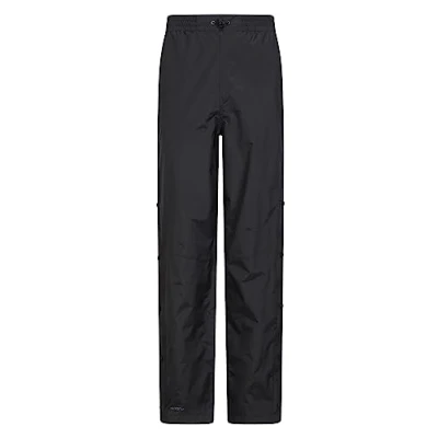Image of Mountain Warehouse Downpour Mens Waterproof Trousers Taped Seams &amp; IsoDry Half Leg Zip Overtrousers Wet Weather, Walking, Outdoors Camping Black XL