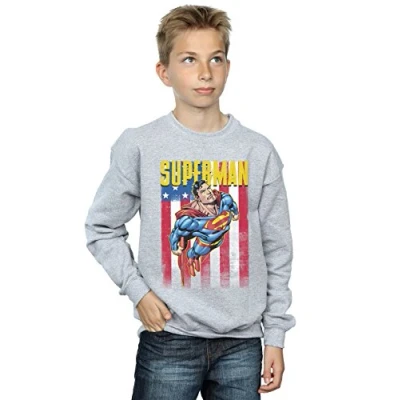Image of DC Comics Boys Superman Flight Sweatshirt 5 6 Years Sport Grey