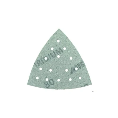 Image of Mirka Iridium sanding Triangle Premium Sandpaper 93x93x93mm 15 Hole Grip, Grit 80, 50 pcs / For paint, putty, primer, wood, steel, mineral materials, plastic.