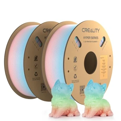 Image of Creality Official Hyper PLA Filament Rainbow 2KG, 3D Printer for High Speed Printing, Durable and Resistant, Smooth, Overhang Performance Dimensional Accuracy +/ 0.03mm, 2 Rolls